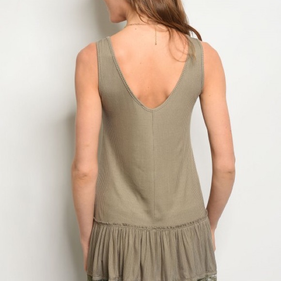 Miracle Berry Ribbed Tank Dress/Tunic w/ Lace Trim - Picture 4 of 4